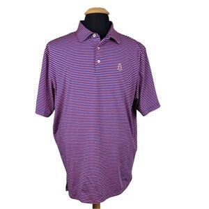 Peter Millar Summer Comfort Blue Red Striped Men's Classic Polo Shirt Size XL
